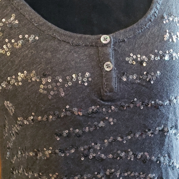 J crew grey NEW sequined top with distressed seams - Picture 2 of 5